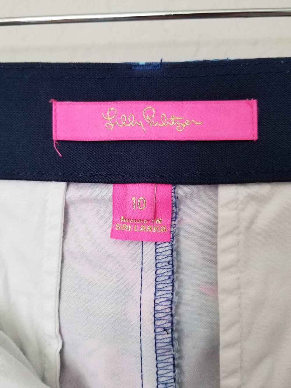Lilly Pulitzer Gretchen High Rise Shorts 5" Inseam Aegean Navy Calypso Coast 10 - Picture 9 of 14